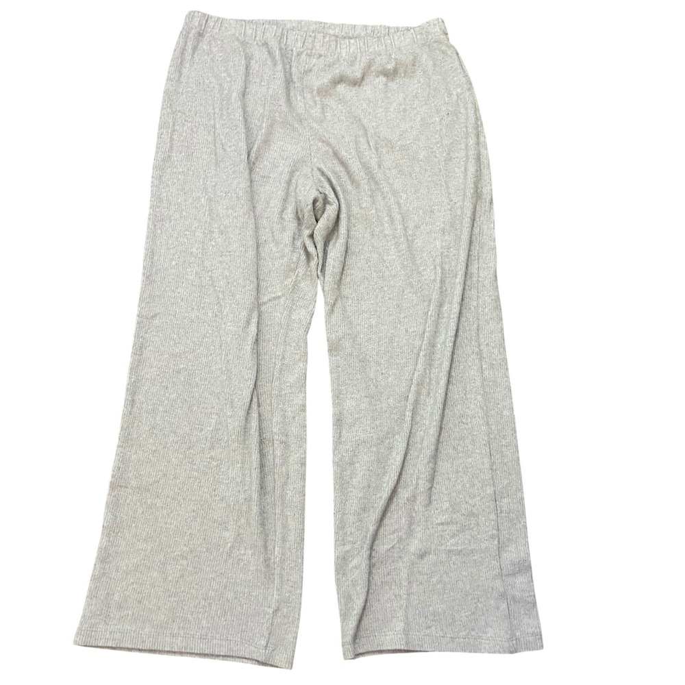 H&M Ribbed Knit Wide Leg Pants Womens Large Grey Elastic Waist Lounge Trousers